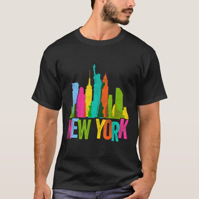Camiseta Estátua Do Amor Pela Liberdade Em Nova York Skylin (Frente)