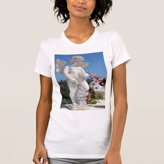 Camiseta Estátua do anjo no branco (Frente)