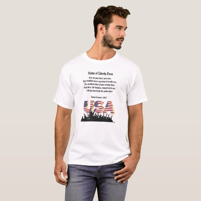 Camiseta Estátua do Poema da Liberdade, Nação dos Imigrante (Frente Completa)