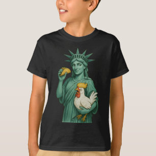 Camiseta Estátua do Vamos Patriótico Engraçado da Liberdade