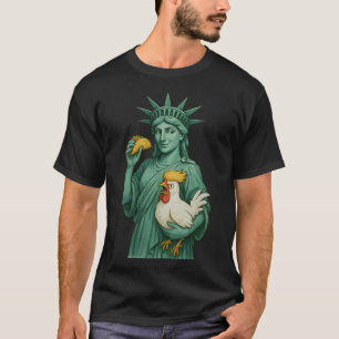 Camiseta Estátua do Vamos Patriótico Engraçado da Liberdade