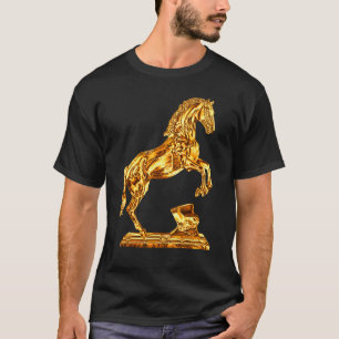 Camiseta Estátua Dourada de Escultura de Cavalo