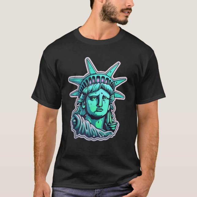 Camiseta Estátua Emo da Liberdade 4 de julho Gótico Punk Me (Frente)