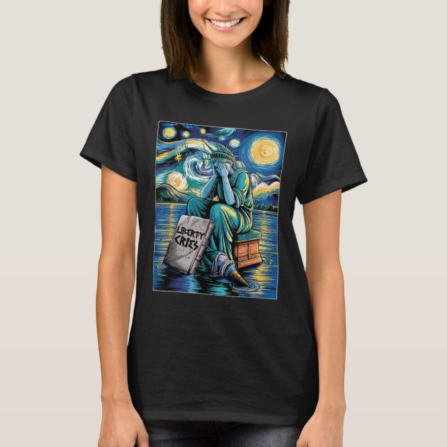 Camiseta Estátua Engraçada De Crimes De Liberdade, Van Gogh (Frente)