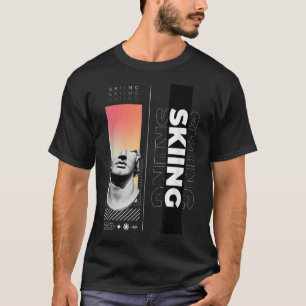 Camiseta Estátua grega esquiando inverno esportes neve mont