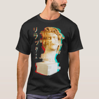 Camiseta Estátua grega Vaporwave Helios com Glitc estético