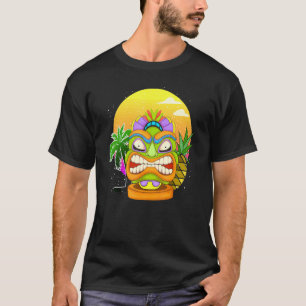 Camiseta Estátua Havaiana Luau Partido Polinésia Tiki Mask 