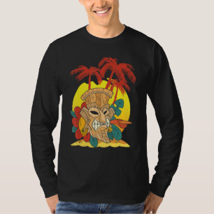 Camiseta Estatua Máscara Tiki Polinésio Festa Luau Havaiano
