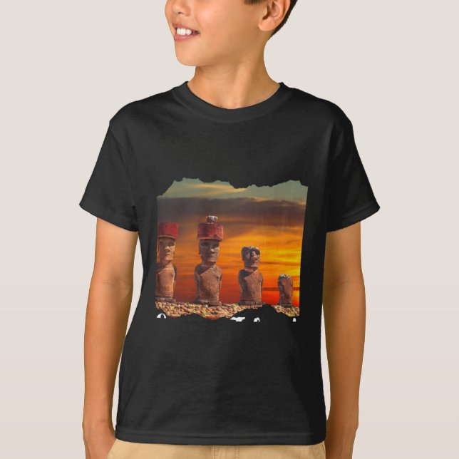 Camiseta Estátua Moai Ilha de Páscoa Manga Longa  (Frente)