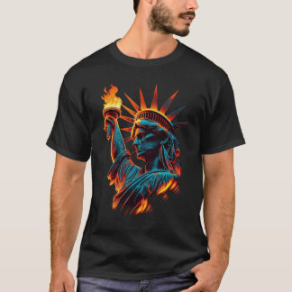 Camiseta Estátua Negra da Arte da Liberdade - Gráfico Moder