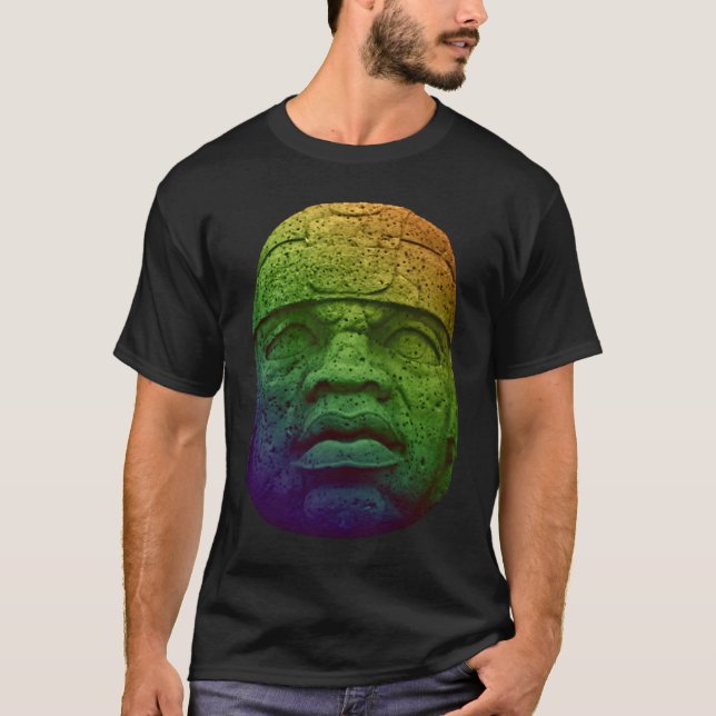 Camiseta Estátua Olmec Colossal Cabeça Olmeca México Cabeça (Frente)