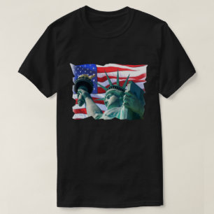 Camiseta Estátua Patriótica da Bandeira da Liberdade nos 