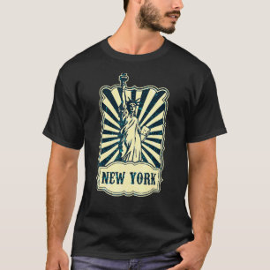 Camiseta Estátua Retroativa Da América Nova Iorque da Liber