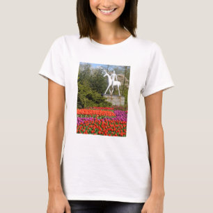 Camiseta Estátuas e tulipas