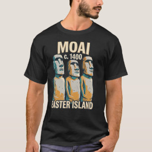 Camiseta Estatuas Moai Ilha de Páscoa Chile Viagem Vintage