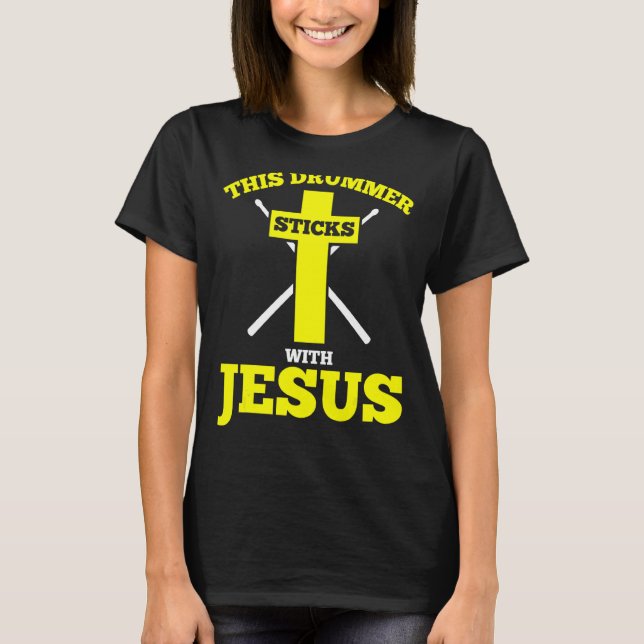 Camiseta Este Drummer Pega Com O Conjunto De Tambores De Je (Frente)
