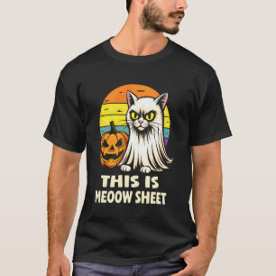 Camiseta Este é Meoow Sheet Groovy Ghost Cat Halloween Mem