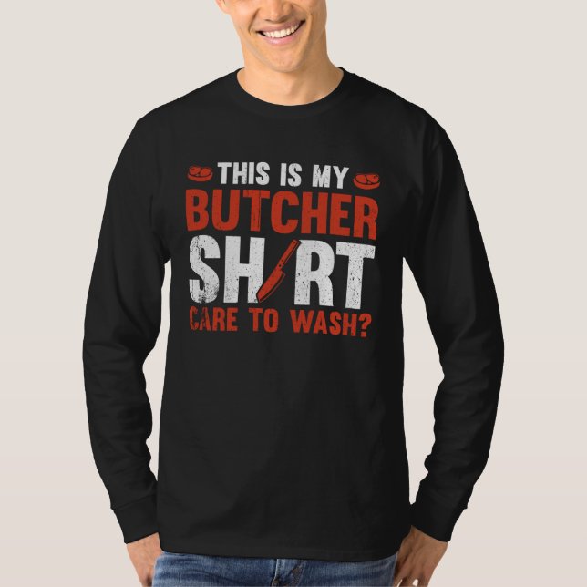 Camiseta Este É Meu Açougueiro  Cuida Para Lavar (Frente)