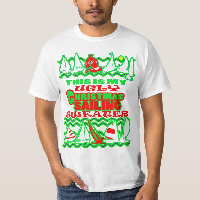 Camiseta Este é meu Barco Velejador de Natal Feio (Frente)
