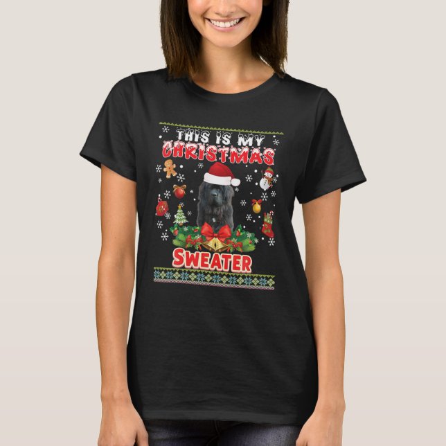Camiseta Este É Meu Cachorro Da Terra Nova De Natal Feio (Frente)