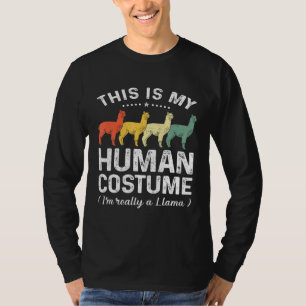 Camiseta Este É Meu Disfarce Humano Vintage Llama Halloween