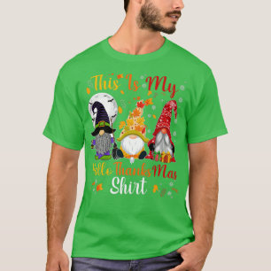 Camiseta Este É Meu Hallothanksmas Três Gnomos Feliz Holi