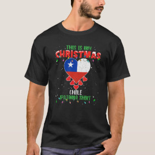 Camiseta Este É Meu Natal Ama Chile Bandeira Pajama