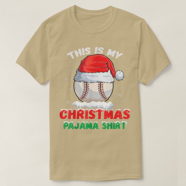 Camiseta Este É Meu Natal Pajama Baseball Santa Hat Bo (Frente do Design)
