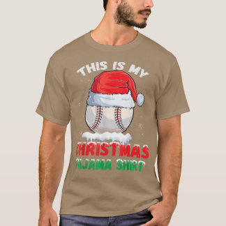 Camiseta Este É Meu Natal Pajama Baseball Santa Hat Bo