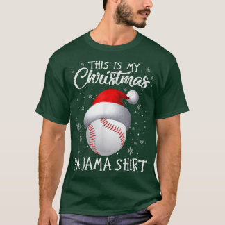 Camiseta Este É Meu Natal Pajama Baseball Santa Hat Sno
