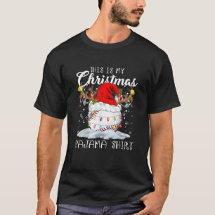 Camiseta Este É Meu Natal Pajama Baseball Santa Hat Spo