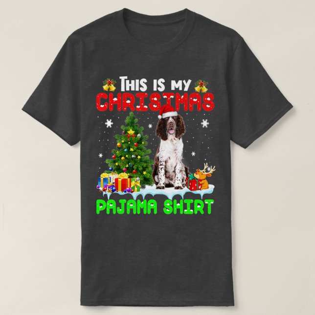 Camiseta Este É Meu Natal Pajama English Springer Span (Frente do Design)