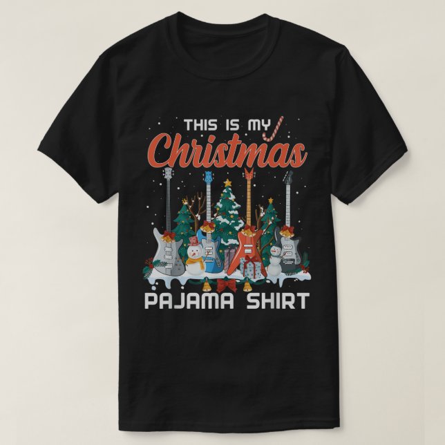 Camiseta Este É Meu Natal Pajama Engraçado Violão Xmas Musi (Frente do Design)