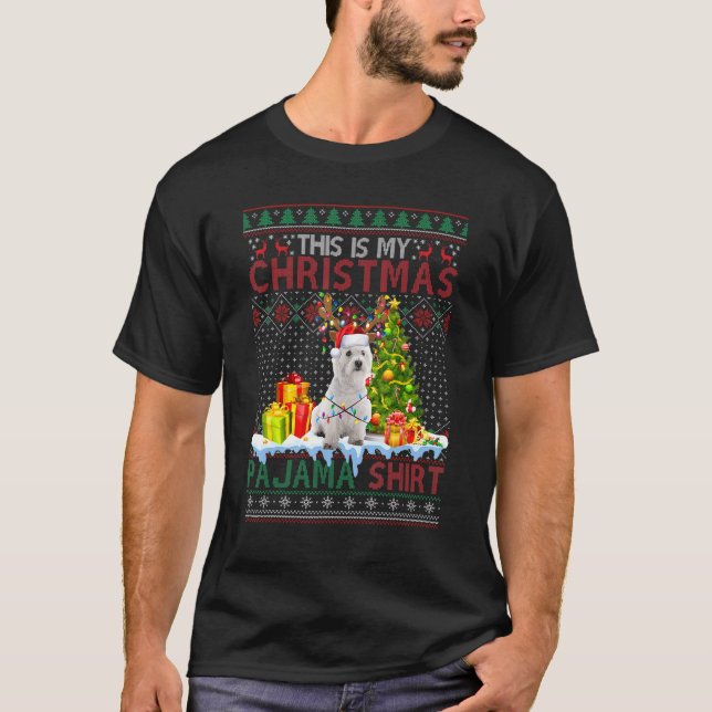 Camiseta Este É Meu Natal Pajama Engraçado Westie Xmas Feia (Frente)