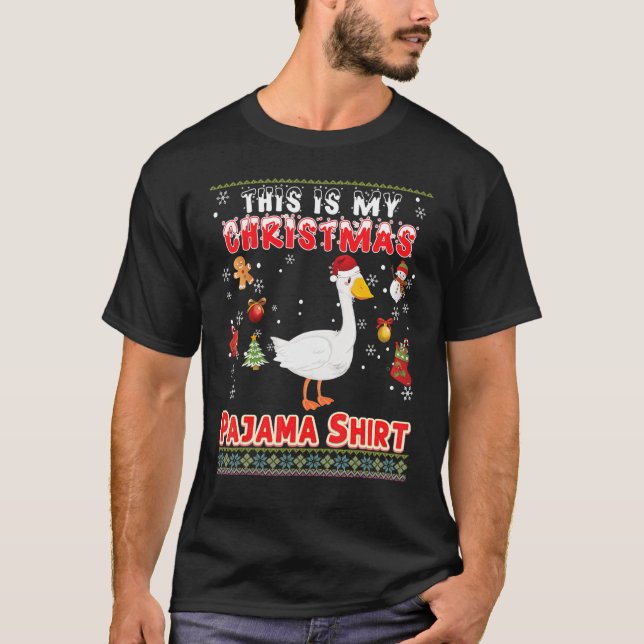 Camiseta Este É Meu Natal Pajama Goose Ugly Sweater Me (Frente)