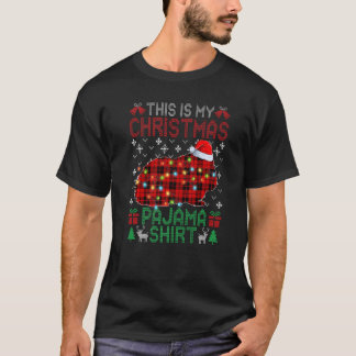 Camiseta Este É Meu Natal Pajama Guiné Xadrez Vermelha A