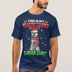 Camiseta Este É Meu Natal Pajama Luz Siberiana Husky