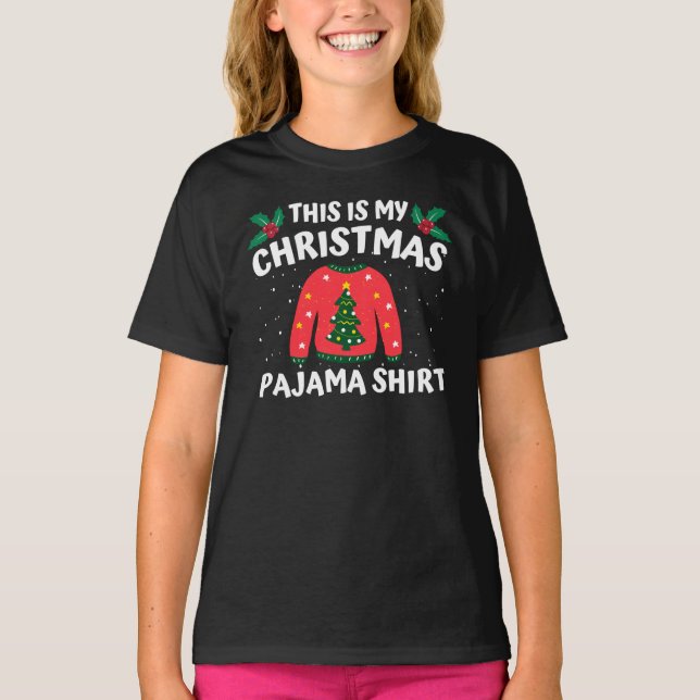 Camiseta Este É Meu Natal Pajama Mostra Um Natal Engraçado (Frente)