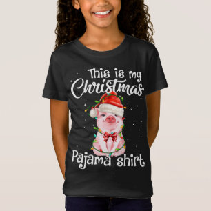 Camiseta Este É Meu Natal Pajama Pig Santa Hat Light