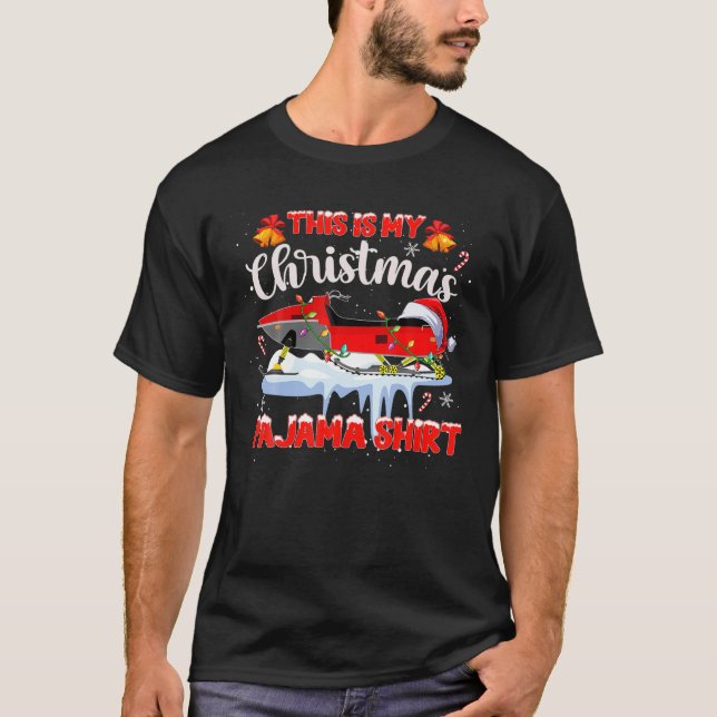Camiseta Este É Meu Natal Pajama Snowmobiling Papais noeis  (Frente)