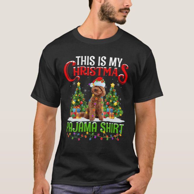 Camiseta Este É Meu Natal Pajama Toy Poodle Dog Christy (Frente)
