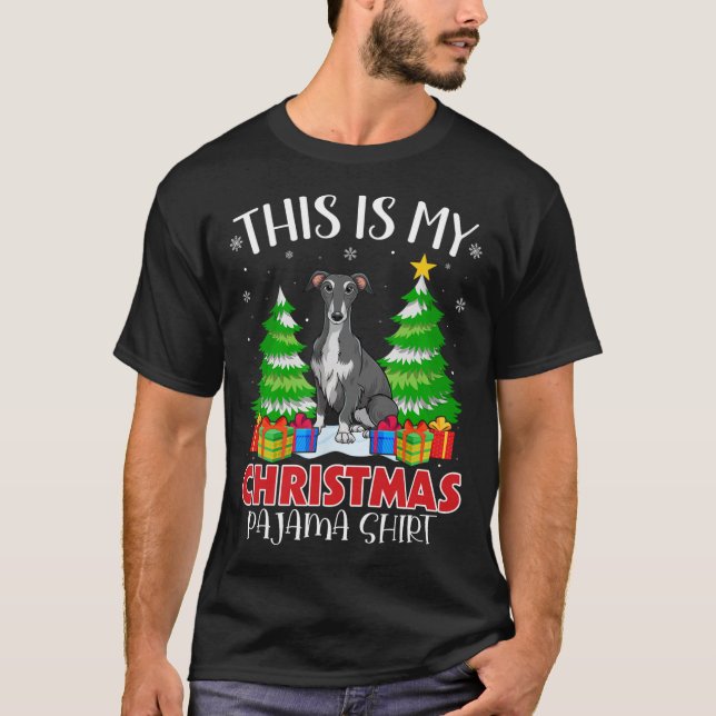 Camiseta Este É Meu Pjama De Natal Greyhound Dog Xmas Pjs (Frente)