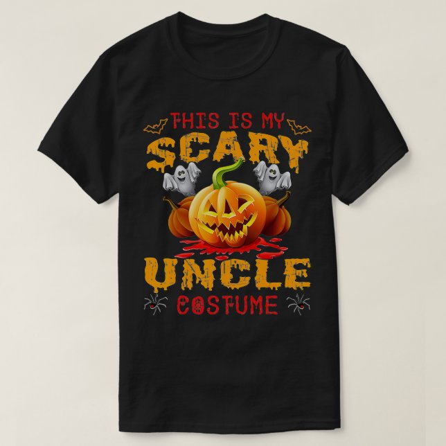 Camiseta Este É Meu Tio Assustador Costume Pumpkin Engraçad (Frente do Design)