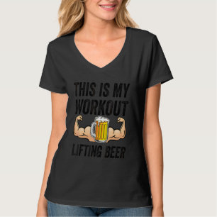 Camiseta Este É Meu Treino Levantando Cerveja Bebendo C
