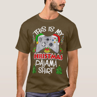 Camiseta Este é meu vídeo de Natal Pajama Santa Hat Engraça