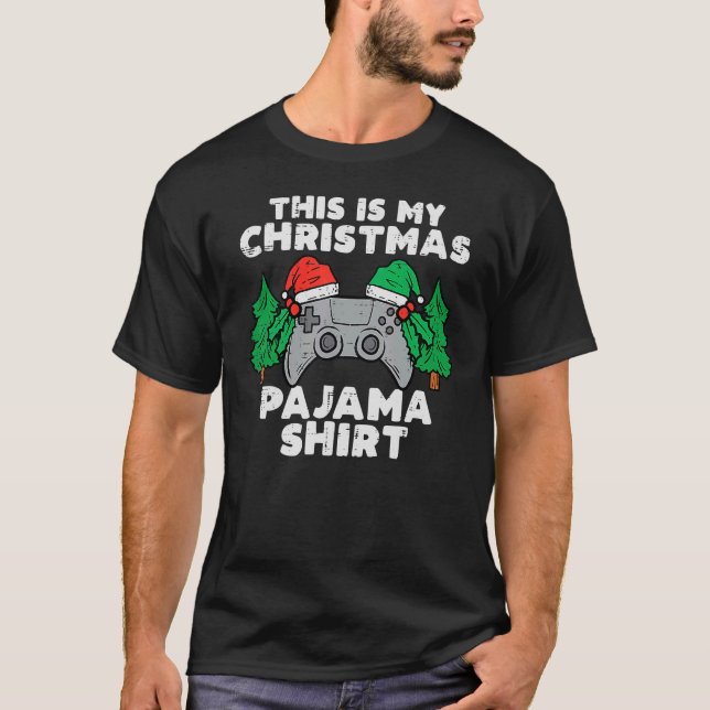 Camiseta Este É Meu Video games De Natal Homens Do Pajama (Frente)