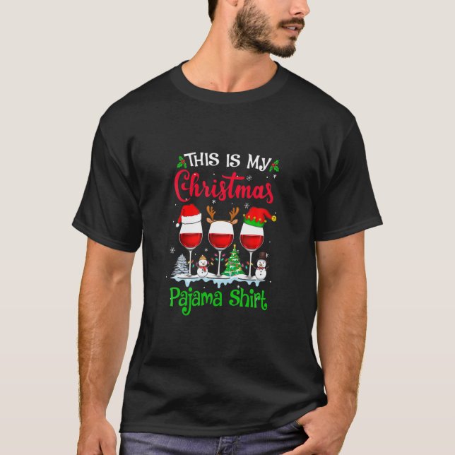 Camiseta Este É Meu Vidro De Vidro De Pajama De Natal Bebid (Frente)