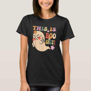 Camiseta Este É O Boo Sheet Ghost Groovy Floral Halloween C