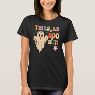 Camiseta Este É O Boo Sheet Ghost Groovy Floral Halloween C