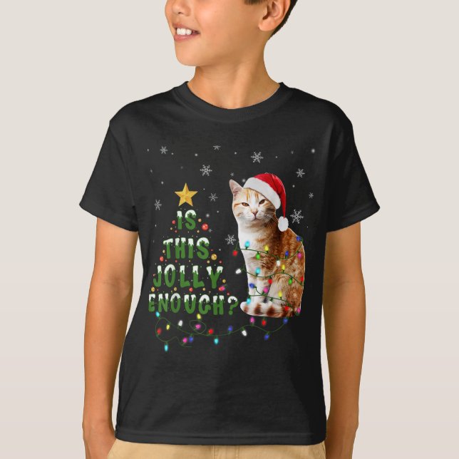Camiseta Este É O Jolly Suficiente De Papais noeis De Gato (Frente)